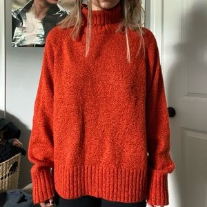 mountain lake orange/red turtle neck sweater!!!